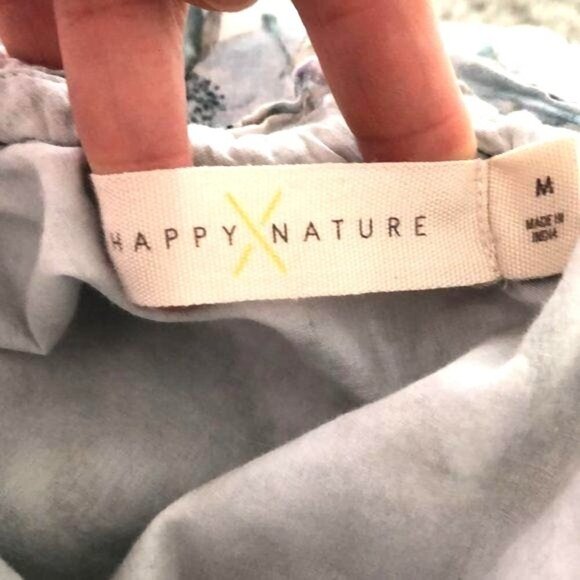 Happy x Nature Mini Dress Womens Medium Floral One Shoulder Belt Elastic Waist - Picture 4 of 10